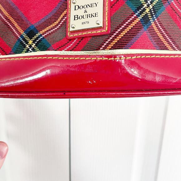 Dooney & Bourke Red Tartan Plaid Top Handle Satchel Handbag - Picture 7 of 16